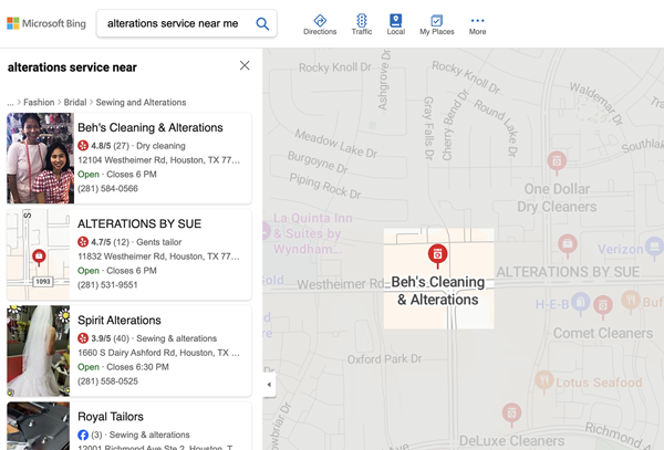 Beh's Listing on Bing Map